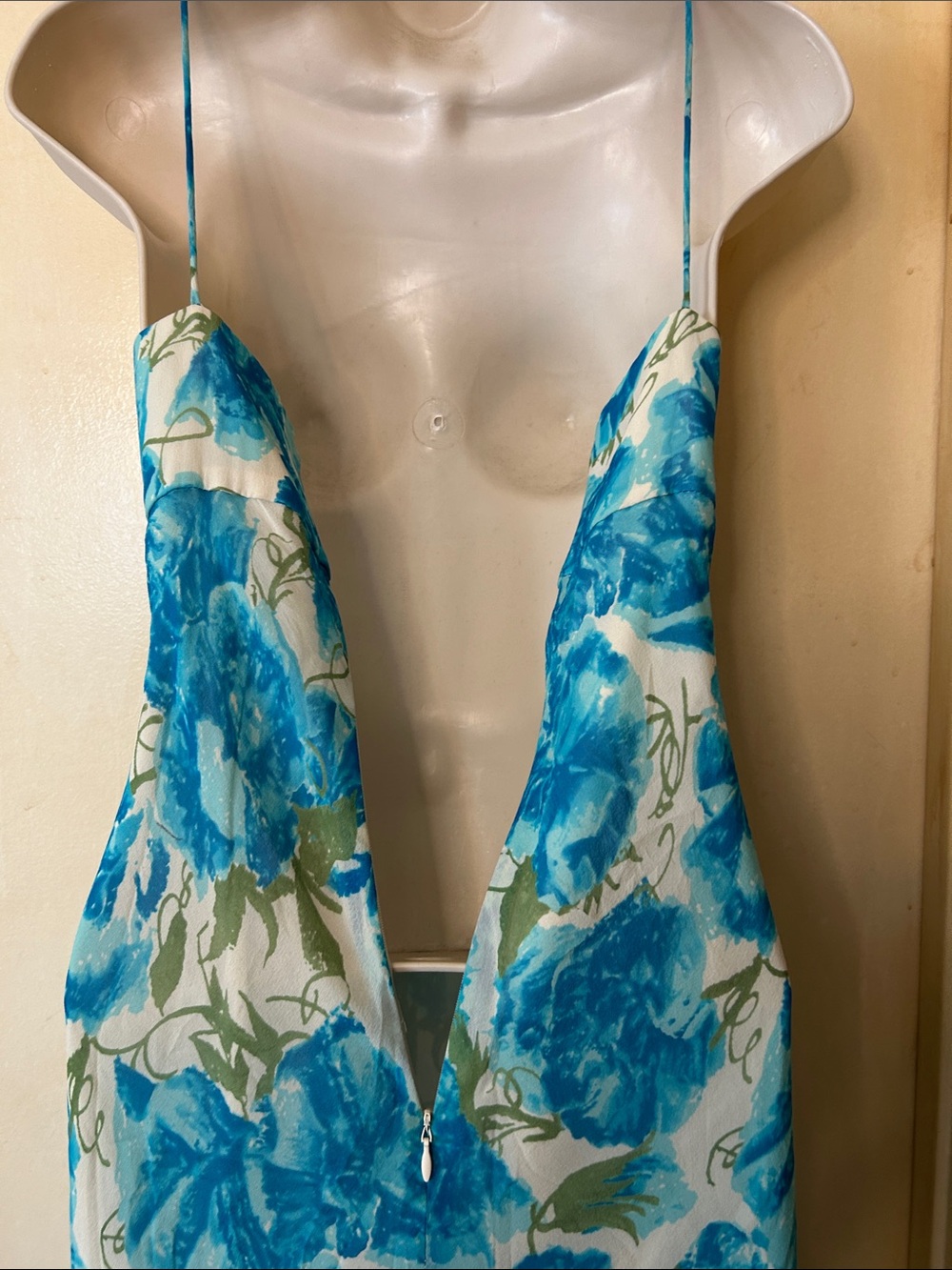 Ann Taylor Vintage Blue Silk Floral Slip Midi Dress size 6P - Picture 9 of 13